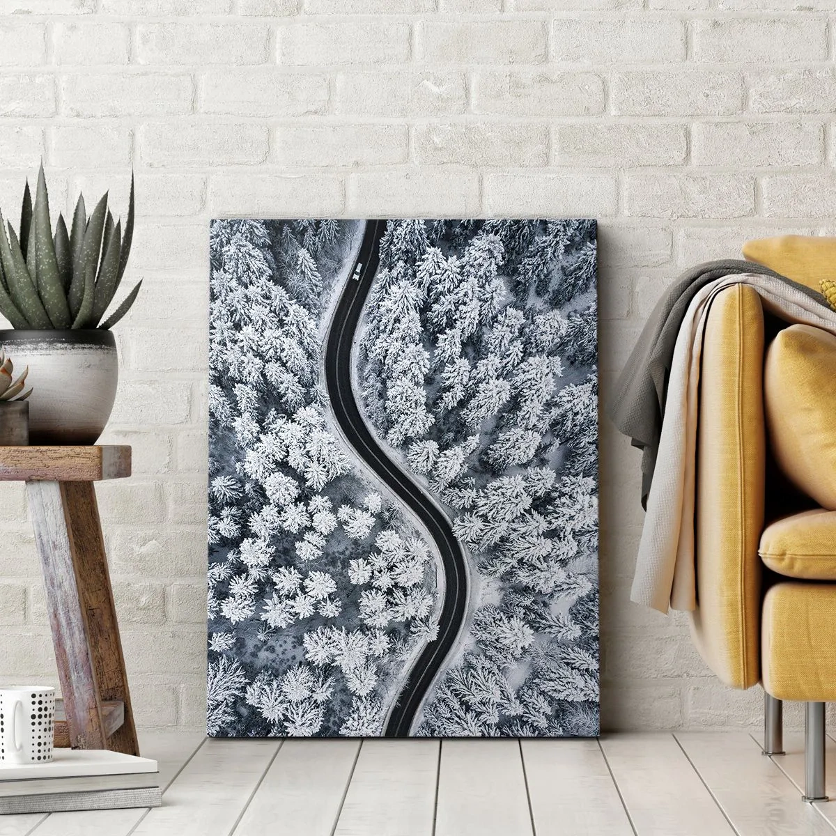 Quadro su tela - Stampe su Tela - Attraverso il bosco invernale - 55x100 cm