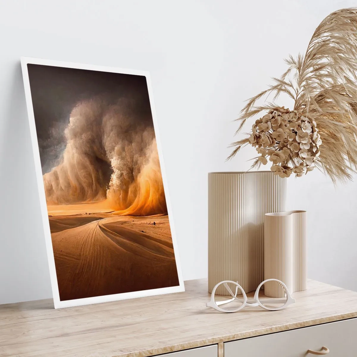 Poster - Una massiccia tempesta di sabbia nel deserto - 50x70cm - L'ira del deserto - Decorazione murale moderna per soggiorno e camera da letto ARTTOR