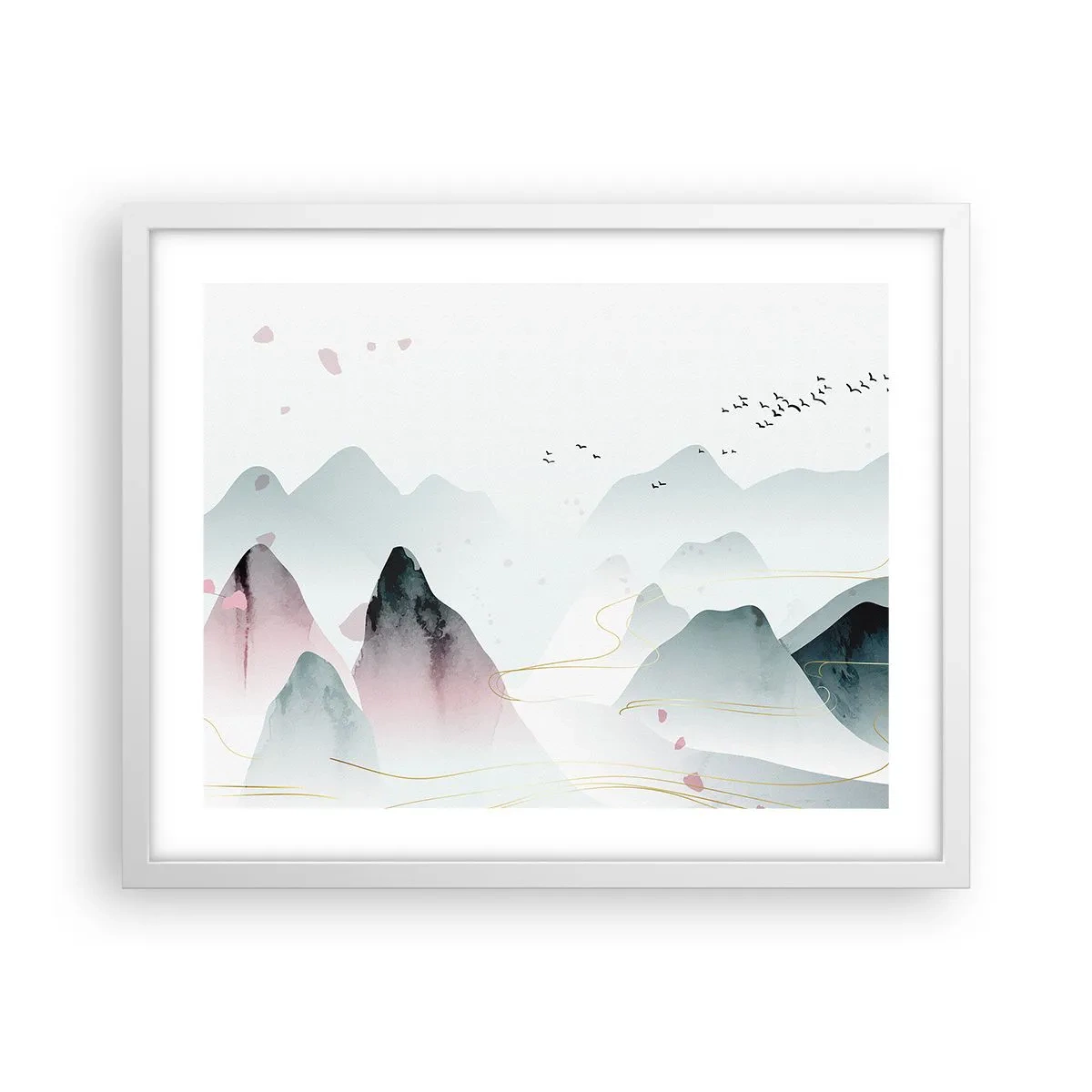 Poster in cornice bianca - Oltre le cime - 50x40 cm