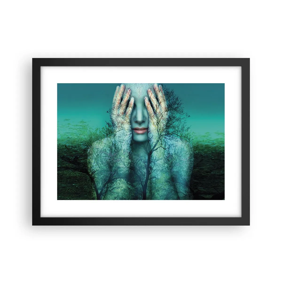 Poster in cornice nera - Immersa nel blu - 40x30 cm