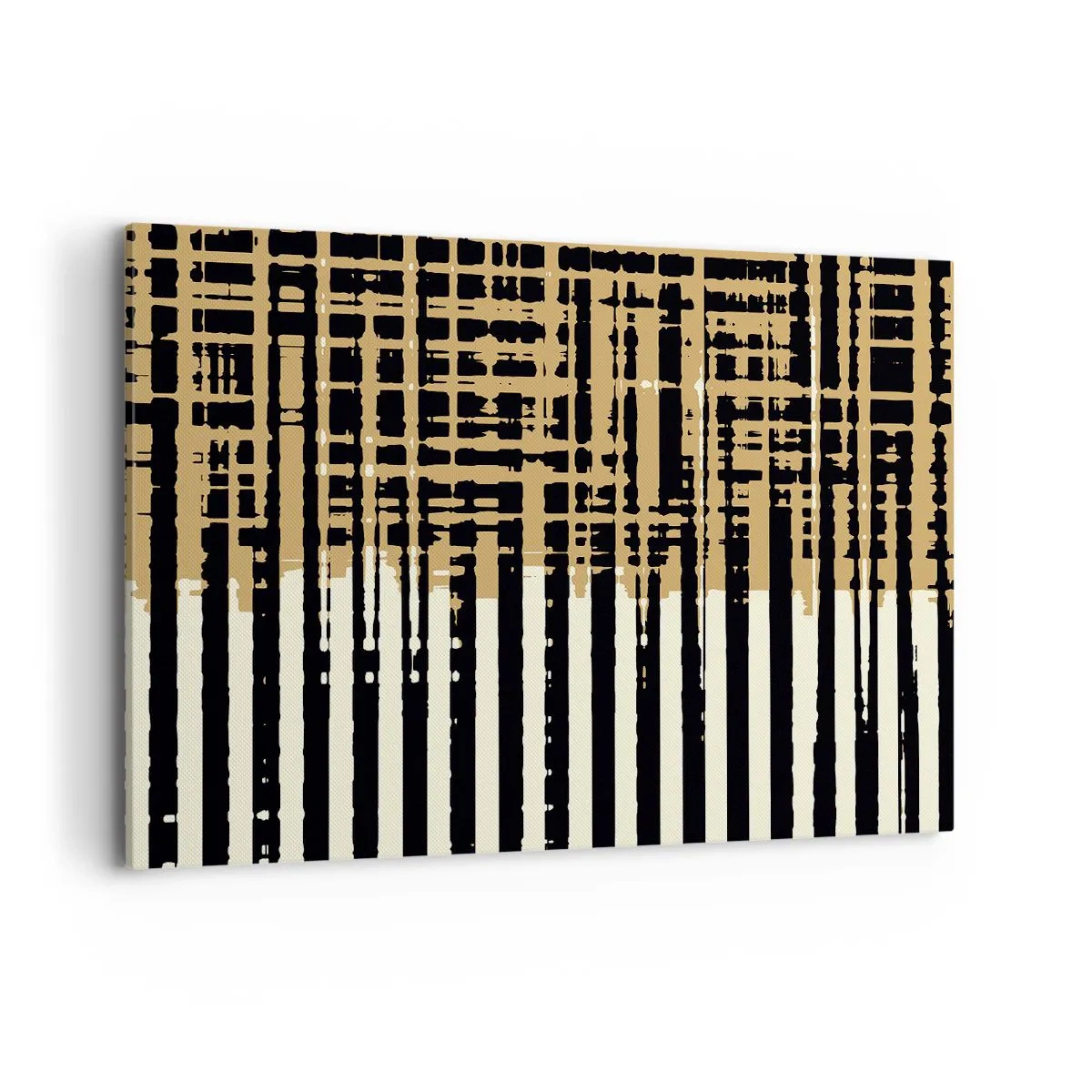 Quadro su tela - Stampe su Tela - Linee astratte in nero, beige e bianco - 120x80cm - Astrazione architettonica - Decorazione murale moderna per soggiorno e camera da letto ARTTOR