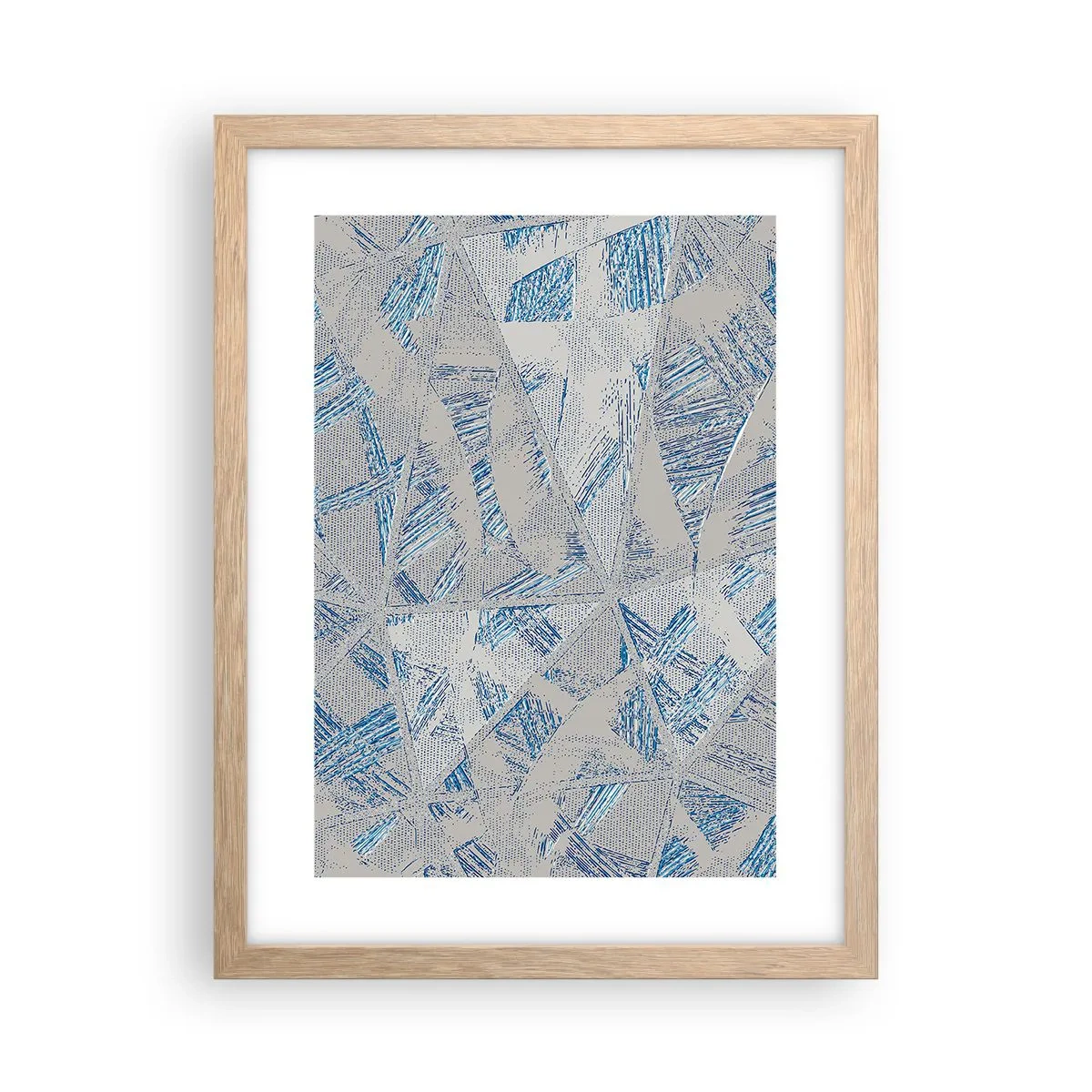 Poster in cornice rovere chiaro - Nel labirinto grigioblu - 30x40 cm