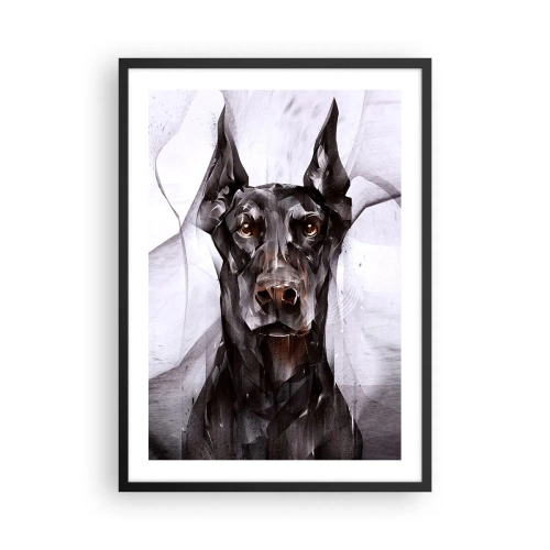 Poster in cornice nera - Ritratto artistico di un cane nero in stile geometrico - 50x70cm - Nobili natali - Decorazione murale moderna per soggiorno e camera da letto ARTTOR
