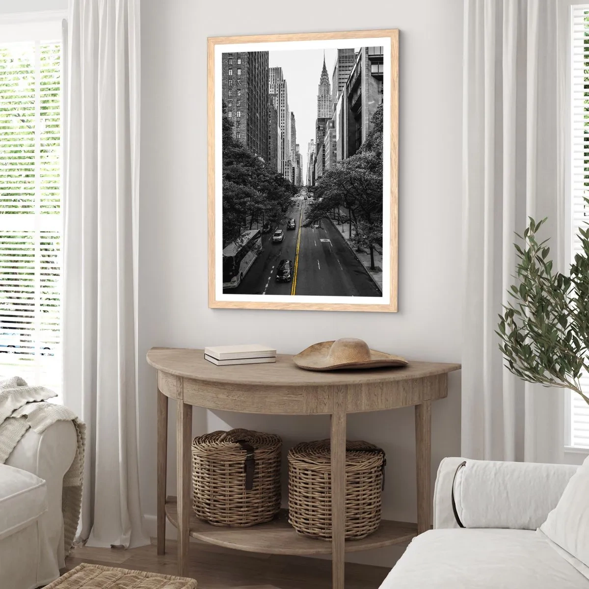 Poster in cornice rovere chiaro - Alba a New York - 70x100 cm