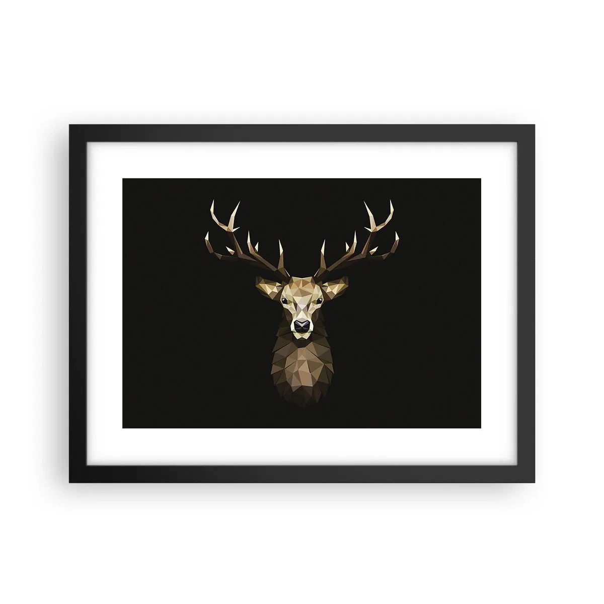 Poster in cornice nera - Cervo cubista - 40x30 cm