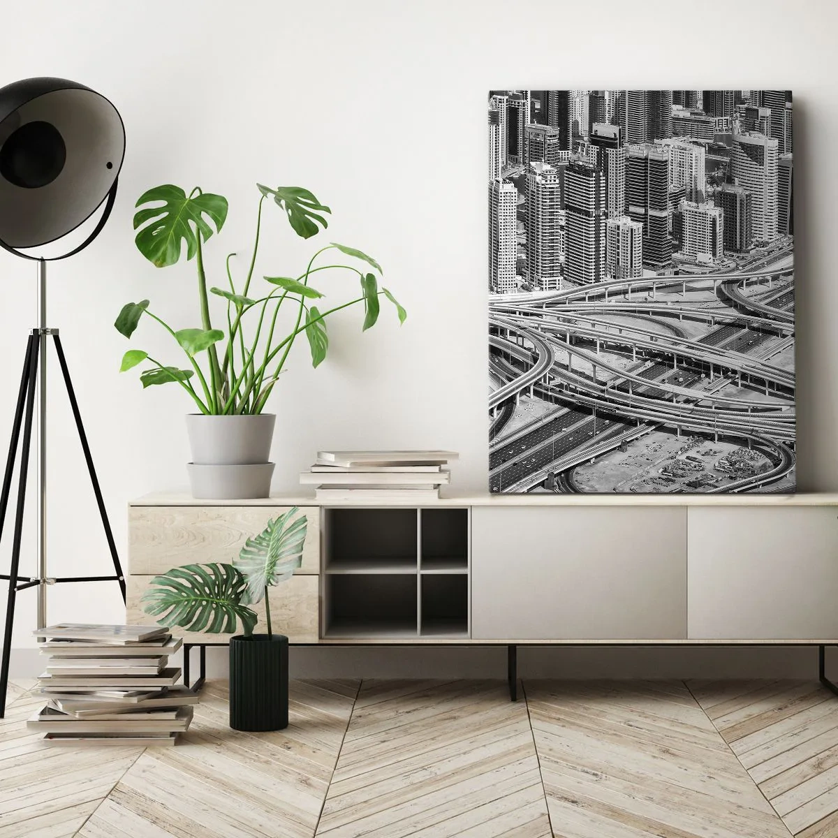 Quadro su tela - Stampe su Tela - Una vista a volo d'uccello di Dubai - 50x70cm - Dubai - città impossibile - Decorazione murale moderna per soggiorno e camera da letto ARTTOR