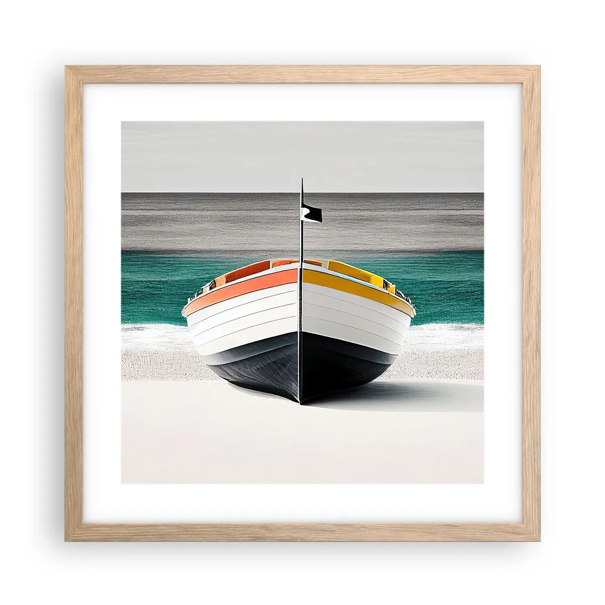 Poster in cornice rovere chiaro - Al suo posto - 40x40 cm