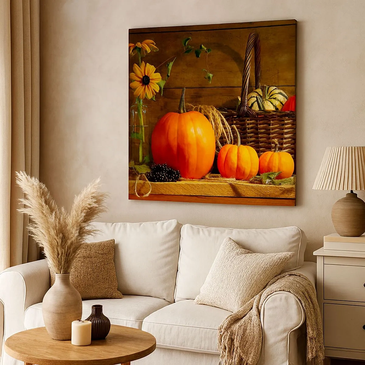 Quadro su tela - Stampe su Tela - Composizione rustica: i doni dell'autunno - 30x30 cm