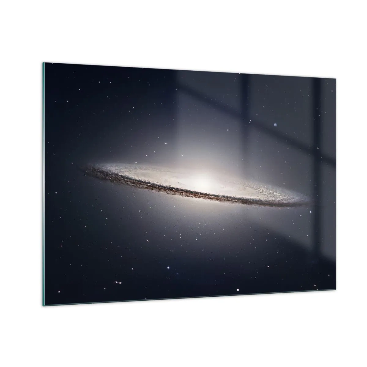Quadro su vetro - Una galassia a spirale che fluttua nello spazio - 100x70cm - Tanto tempo fa in una lontana galassia... - Decorazione murale moderna per soggiorno e camera da letto ARTTOR