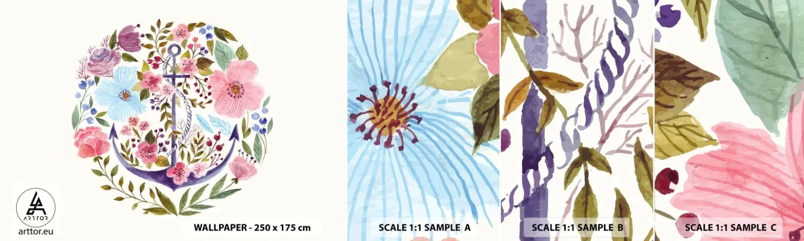 Campione Di Fotomurale Standard Eco - Il bel sogno del marinaio - Ancora, Boho, Mare - 100x30 cm