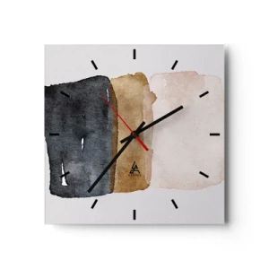Orologio da parete - Orologio in Vetro - Una composizione minimalista di tre rettangoli nei toni della terra. - 30x30cm - Composizione di colori della terra - Decorazione murale moderna per soggiorno e camera da letto ARTTOR