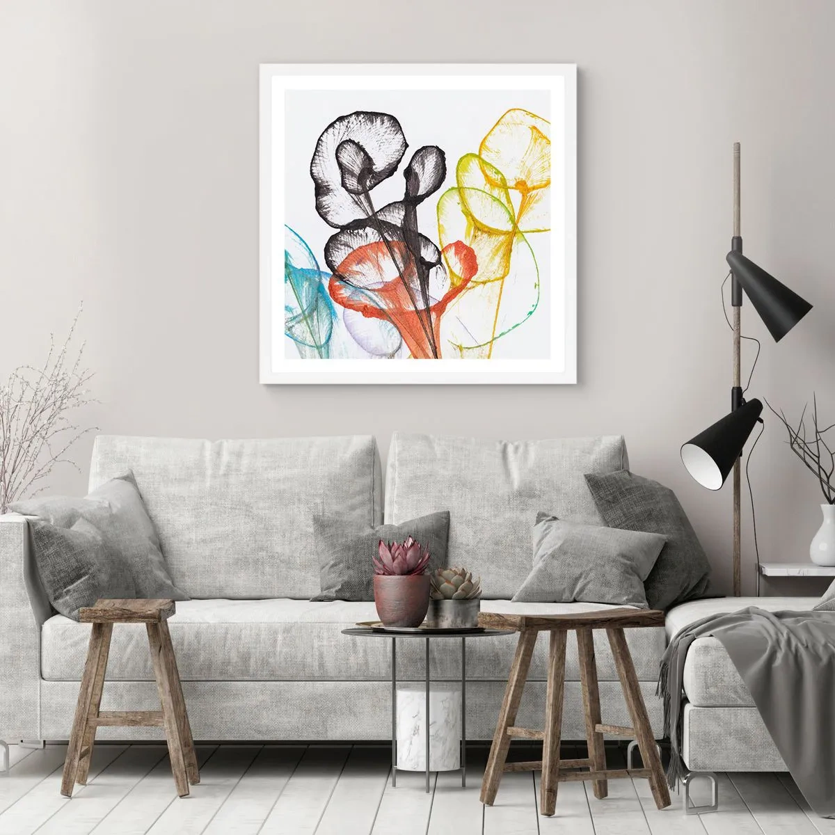 Poster in cornice bianca - Fiori con l'anima - 30x30 cm