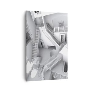 Quadro su tela - Stampe su Tela - Una composizione astratta di scale in una disposizione spaziale surrealista - 80x120cm - Il paradosso dello spazio - Decorazione murale moderna per soggiorno e camera da letto ARTTOR