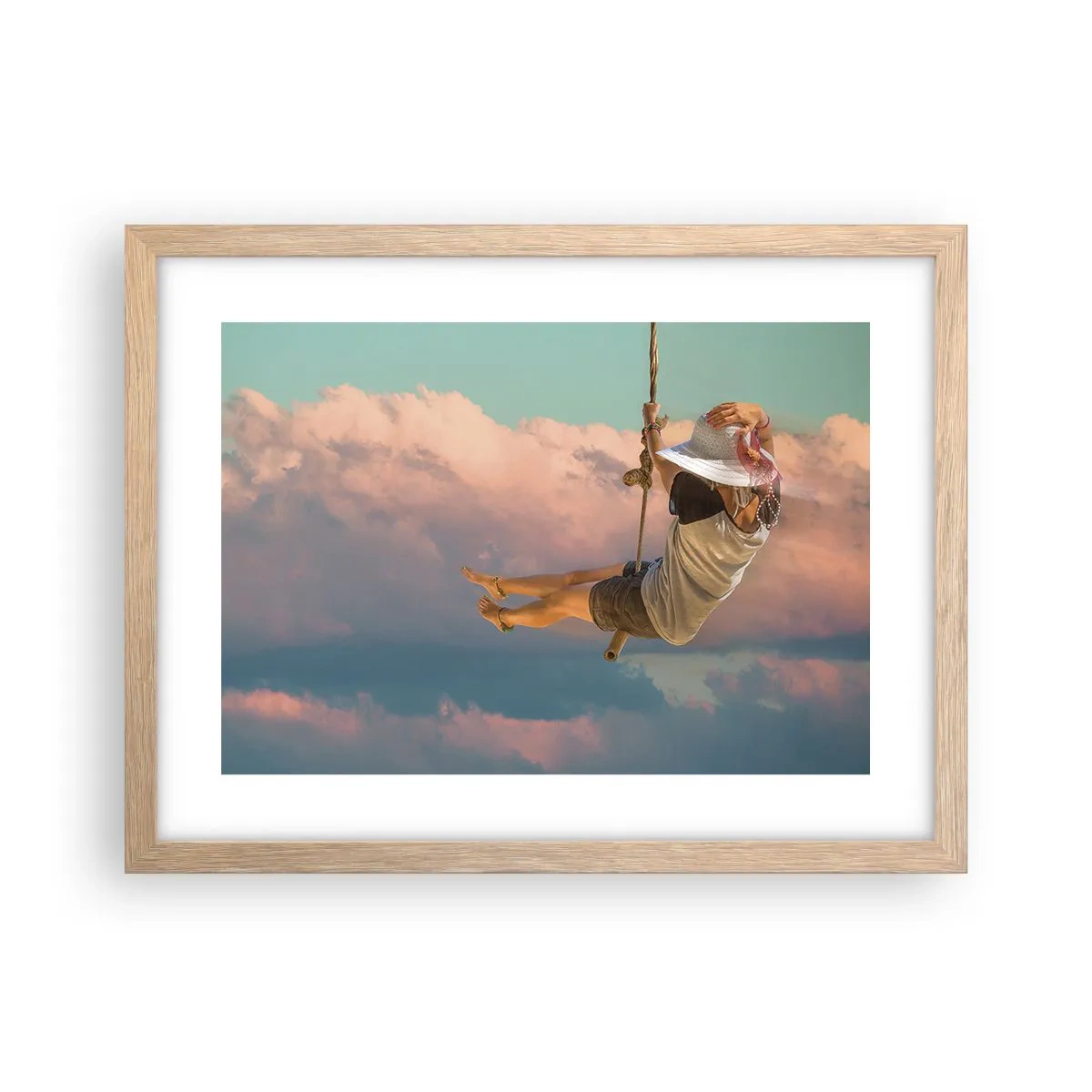 Poster in cornice rovere chiaro - Divertimento tra le nuvole - 40x30 cm