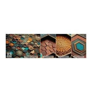 Campione di Fotomurale Premium Canvas - Decorazioni arabe: variazione - Cubo, Mosaico, Modello - 100x30 cm