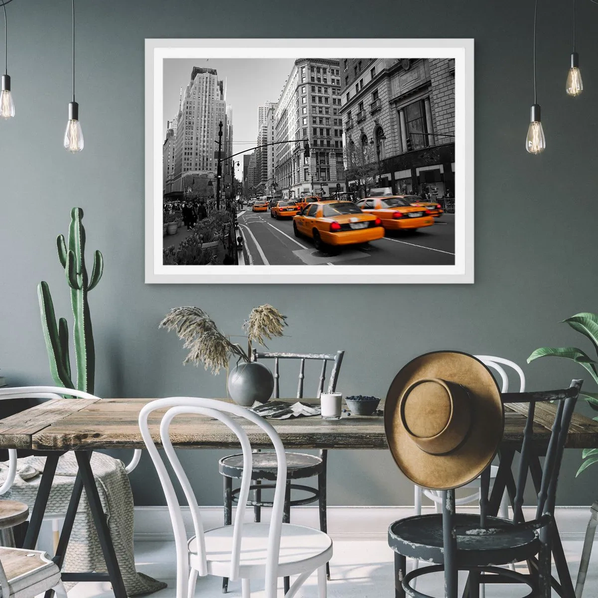 Poster in cornice bianca - Il sole della grande città - 91x61 cm