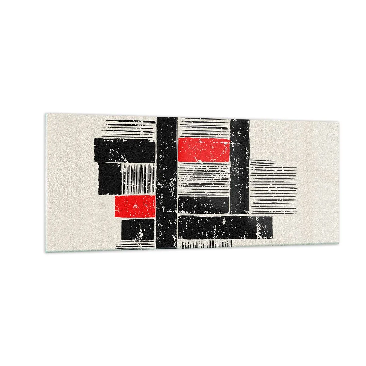 Quadro su vetro - Rosso e nero - 100x40 cm