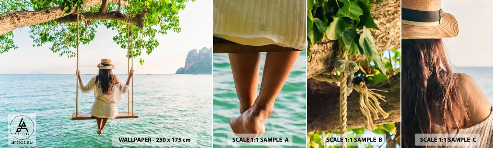 Campione Di Fotomurale Standard Eco - La vita è bella - Rilassamento, Oscillazione, Donna - 100x30 cm