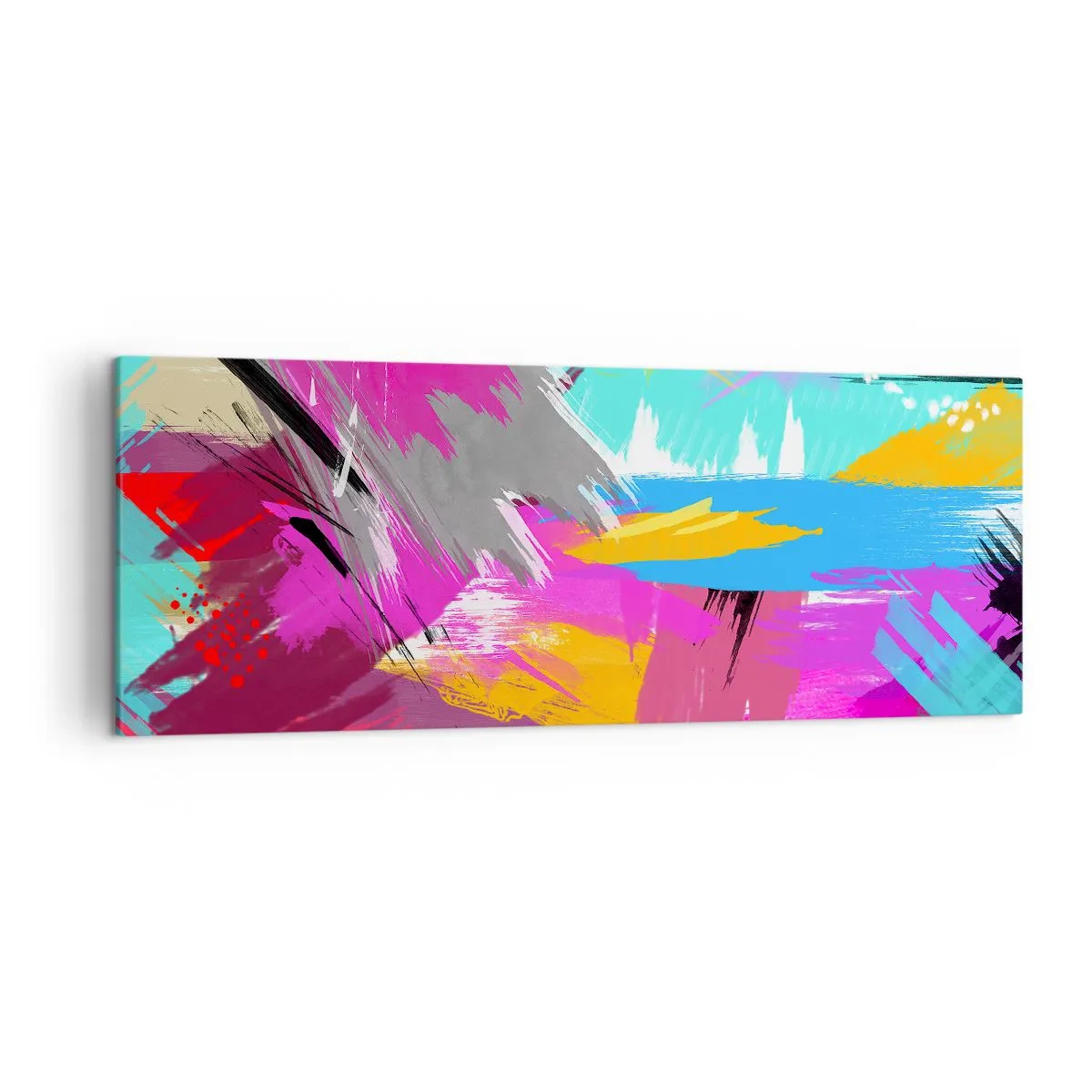 Quadro su tela - Stampe su Tela - Astrazione dinamica in colori intensi - 140x50cm - Pennellata dopo pennellata - Decorazione murale moderna per soggiorno e camera da letto ARTTOR