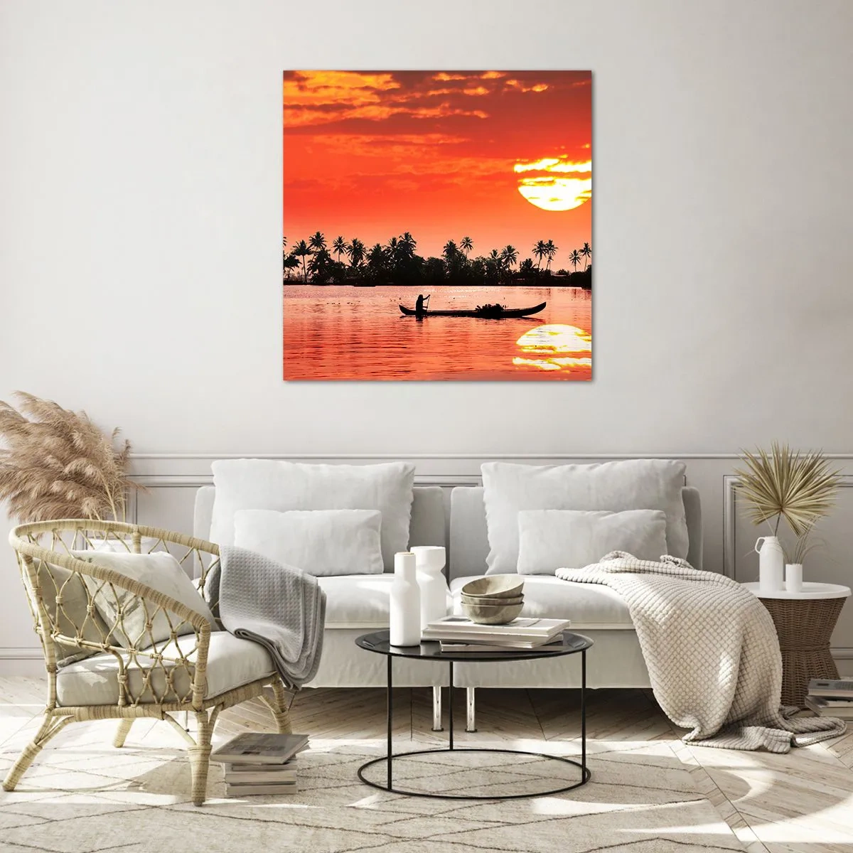 Quadro su vetro - La calma dei tropici al tramonto - 60x60 cm