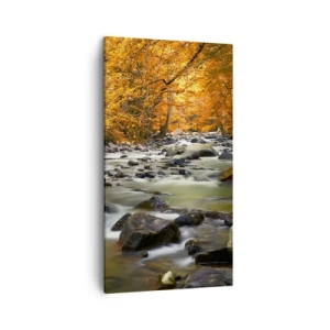 Quadro su tela - Stampe su Tela - Ruscello nel bosco dorato - 45x80 cm
