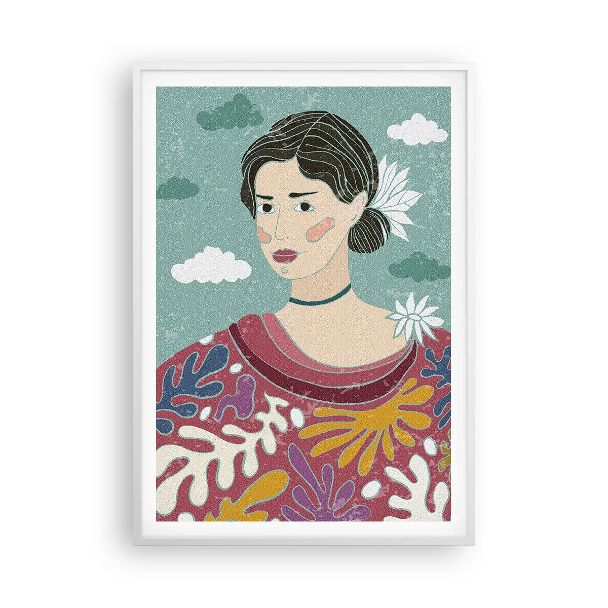 Poster in cornice bianca - Con la malinconia nello sguardo - 70x100 cm