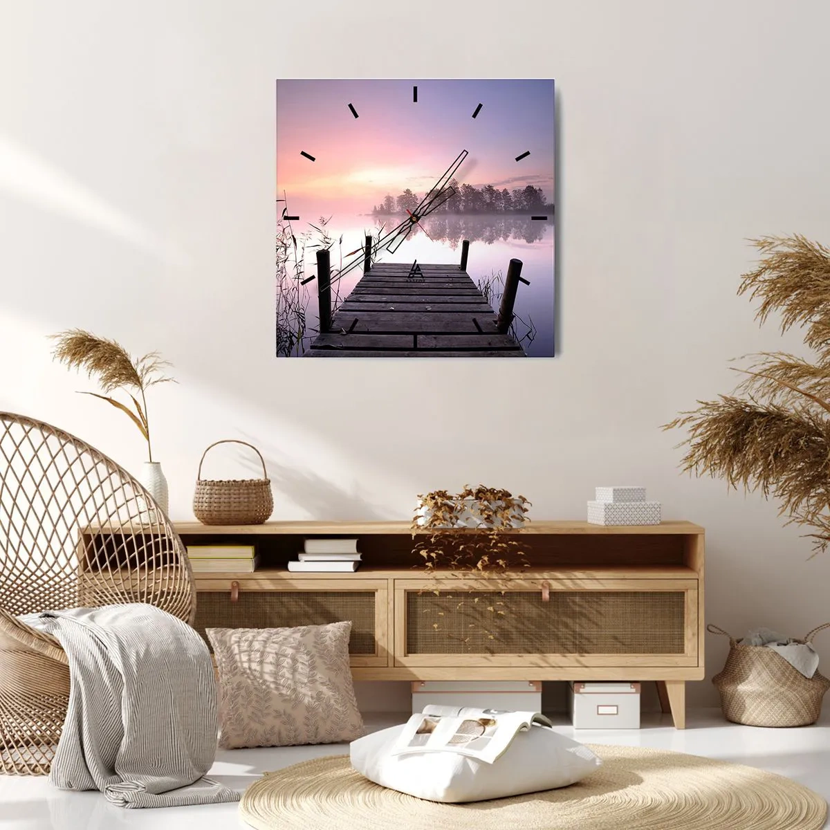 Orologio da parete - Orologio in Vetro - Nebbia color lilla - 40x40 cm