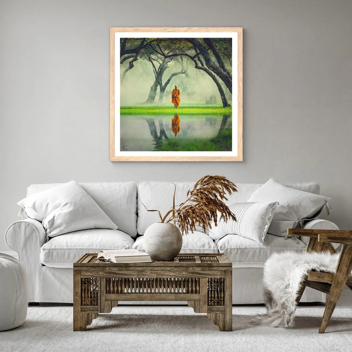 Poster in cornice rovere chiaro - In cammino verso l'illuminazione - 60x60 cm