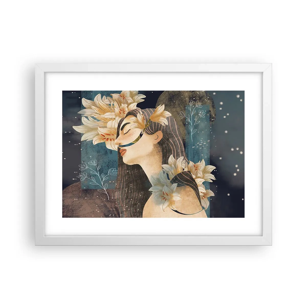 Poster in cornice bianca - La favola della principessa con i gigli - 40x30 cm