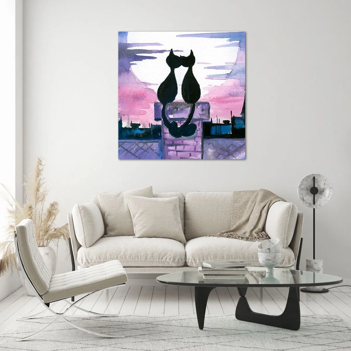 Quadro su vetro - Appuntamento sotto la luna - 30x30 cm