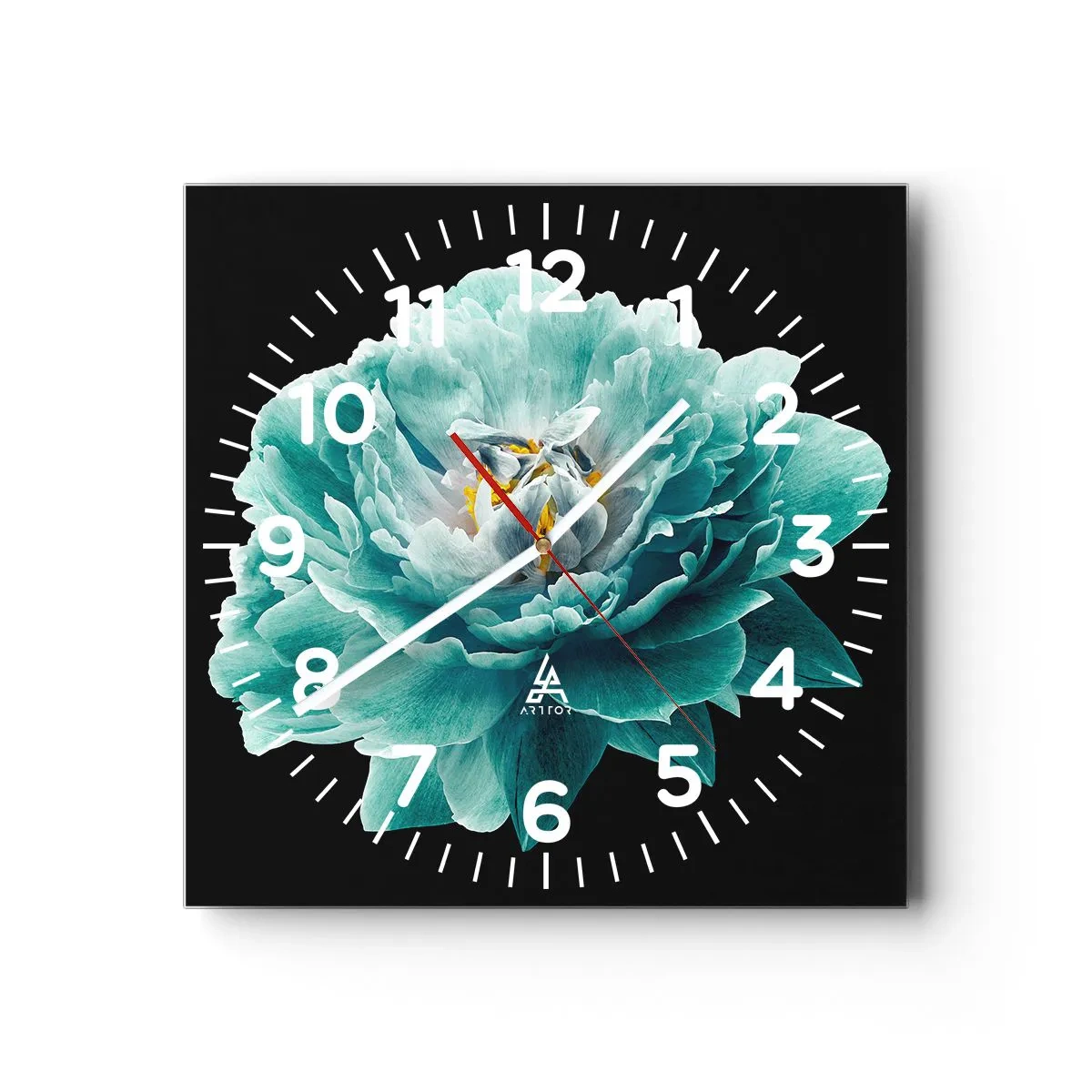 Orologio da parete - Orologio in Vetro - Petali blu e oro - 30x30 cm