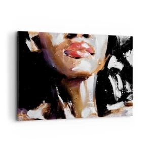 Quadro su tela - Stampe su Tela - Ritratto di una donna in stile pittorico espressivo su uno sfondo scuro - 120x80cm - Orgoglio senza pregiudizio - Decorazione murale moderna per soggiorno e camera da letto ARTTOR