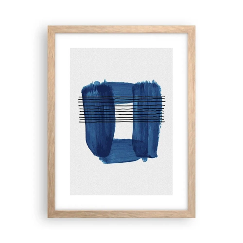 Poster in cornice rovere chiaro - Composizione blu e nera - 30x40 cm