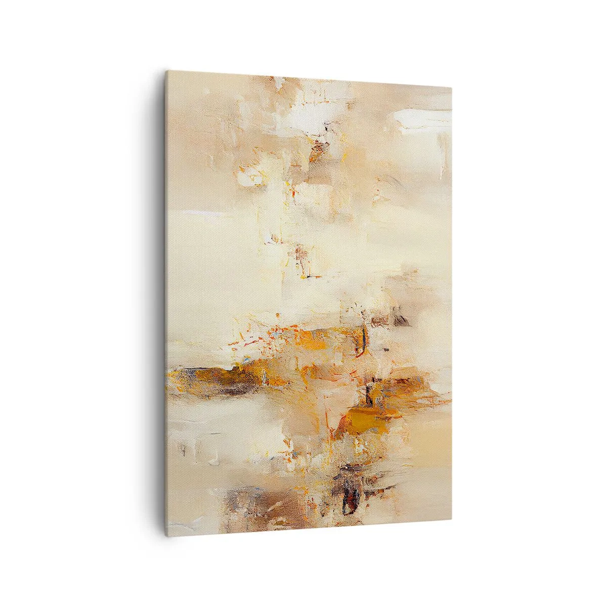 Quadro su tela - Stampe su Tela - Una composizione astratta nelle calde tonalità del giallo e del marrone. - 70x100cm - L'anima dell'ambra - Decorazione murale moderna per soggiorno e camera da letto ARTTOR