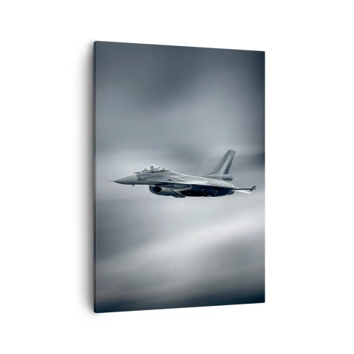 Quadro su tela - Stampe su Tela - Un aereo da caccia in volo contro un cielo nuvoloso - 50x70cm - Lanci la sfida? - Decorazione murale moderna per soggiorno e camera da letto ARTTOR