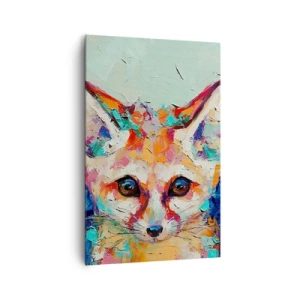 Quadro su tela - Stampe su Tela - Un ritratto colorato di una volpe fennec nello stile della pittura espressiva. - 80x120cm - Siete pronti per me? - Decorazione murale moderna per soggiorno e camera da letto ARTTOR