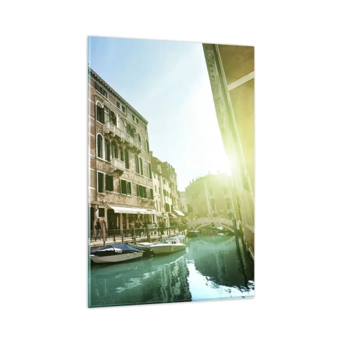 Quadro su vetro - Ponte e canale di Venezia con architettura storica - 80x120cm - Venezia, Amore Mio - Decorazione murale moderna per soggiorno e camera da letto ARTTOR