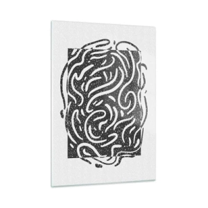 Quadro su vetro - Linee e punti astratti dinamici che creano una forma energica - 50x70cm - Astrazione: la danza della gioia - Decorazione murale moderna per soggiorno e camera da letto ARTTOR
