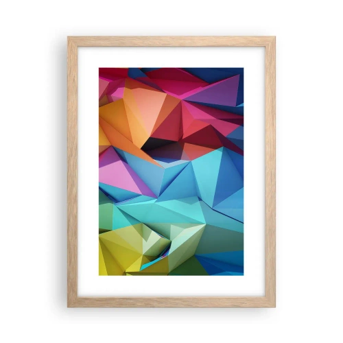 Poster in cornice rovere chiaro - Origami arcobaleno - 30x40 cm