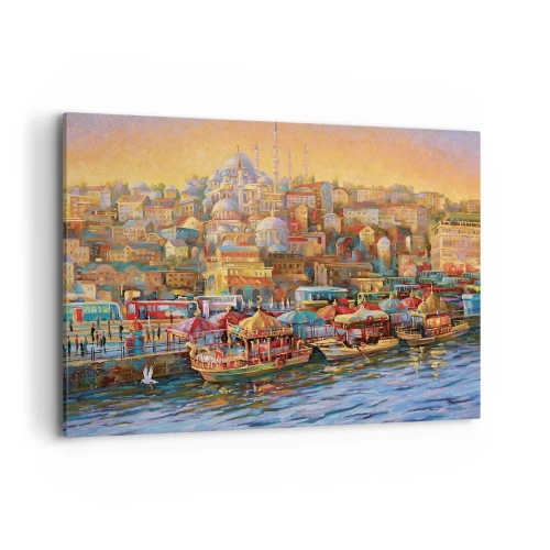 Quadro su tela - Stampe su Tela - Panorama pittoresco di Istanbul con vista sulla baia e sulla città - 120x80cm - Racconto da Istanbul - Decorazione murale moderna per soggiorno e camera da letto ARTTOR