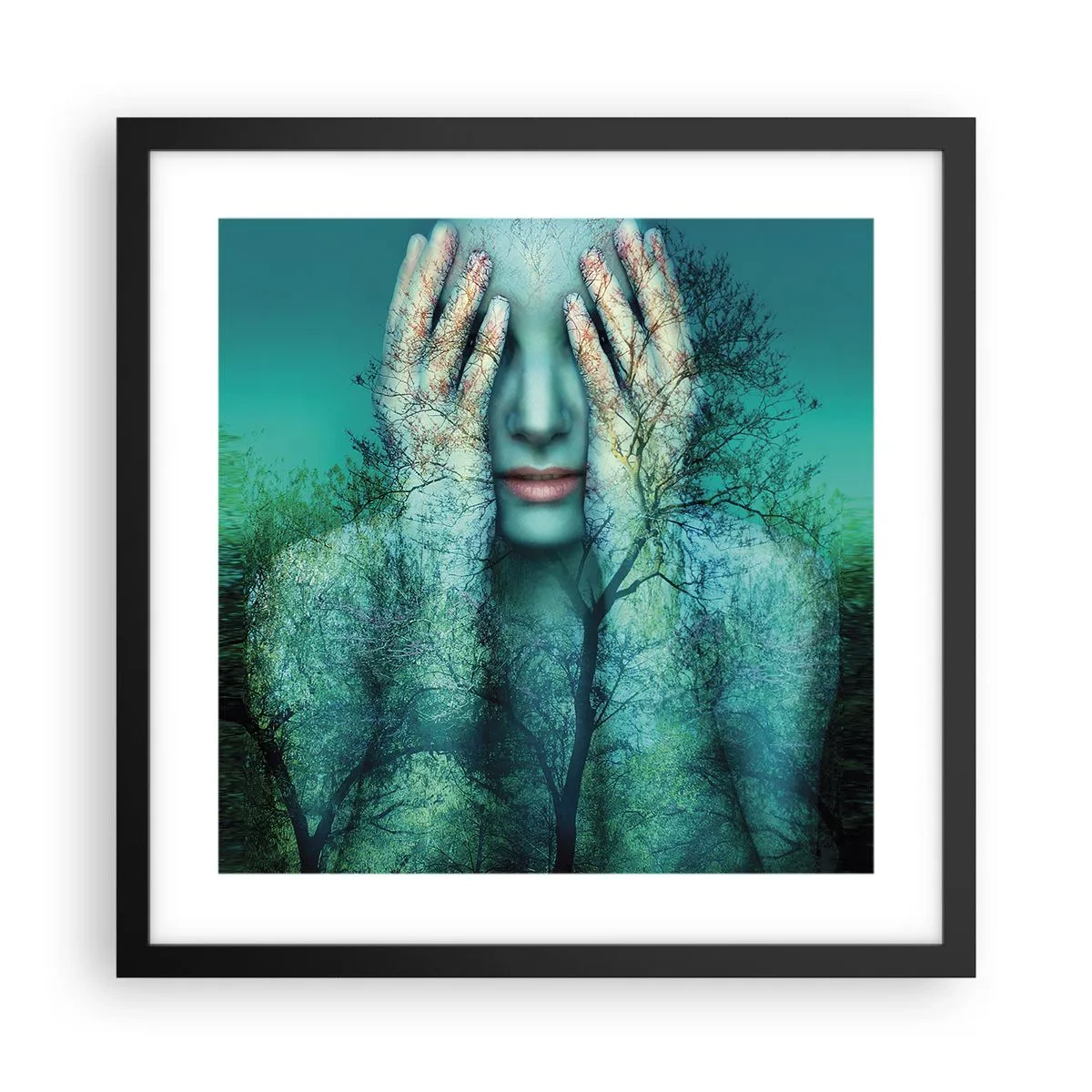 Poster in cornice nera - Immersa nel blu - 40x40 cm