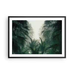Poster in cornice nera - Vegetazione tropicale nella fitta nebbia della foresta pluviale - 70x50cm - Mistero dei tropici - Decorazione murale moderna per soggiorno e camera da letto ARTTOR