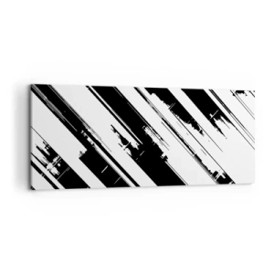 Quadro su tela - Stampe su Tela - Linee in bianco e nero e motivi geometrici in stile moderno - 120x50cm - Composizione intensa e dinamica - Decorazione murale moderna per soggiorno e camera da letto ARTTOR