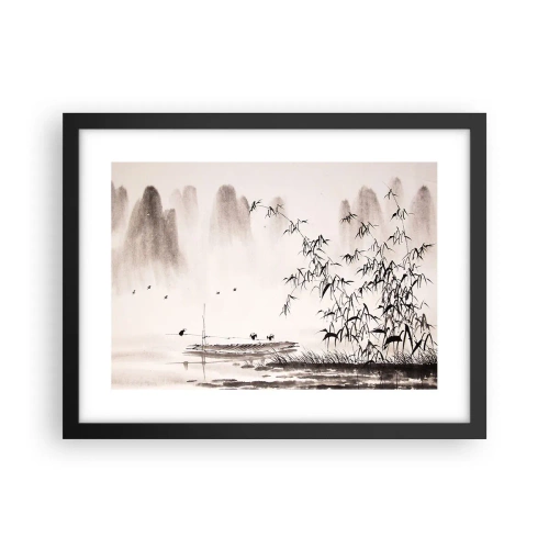 Poster in cornice nera - Il silenzio dei campi di riso - 40x30 cm