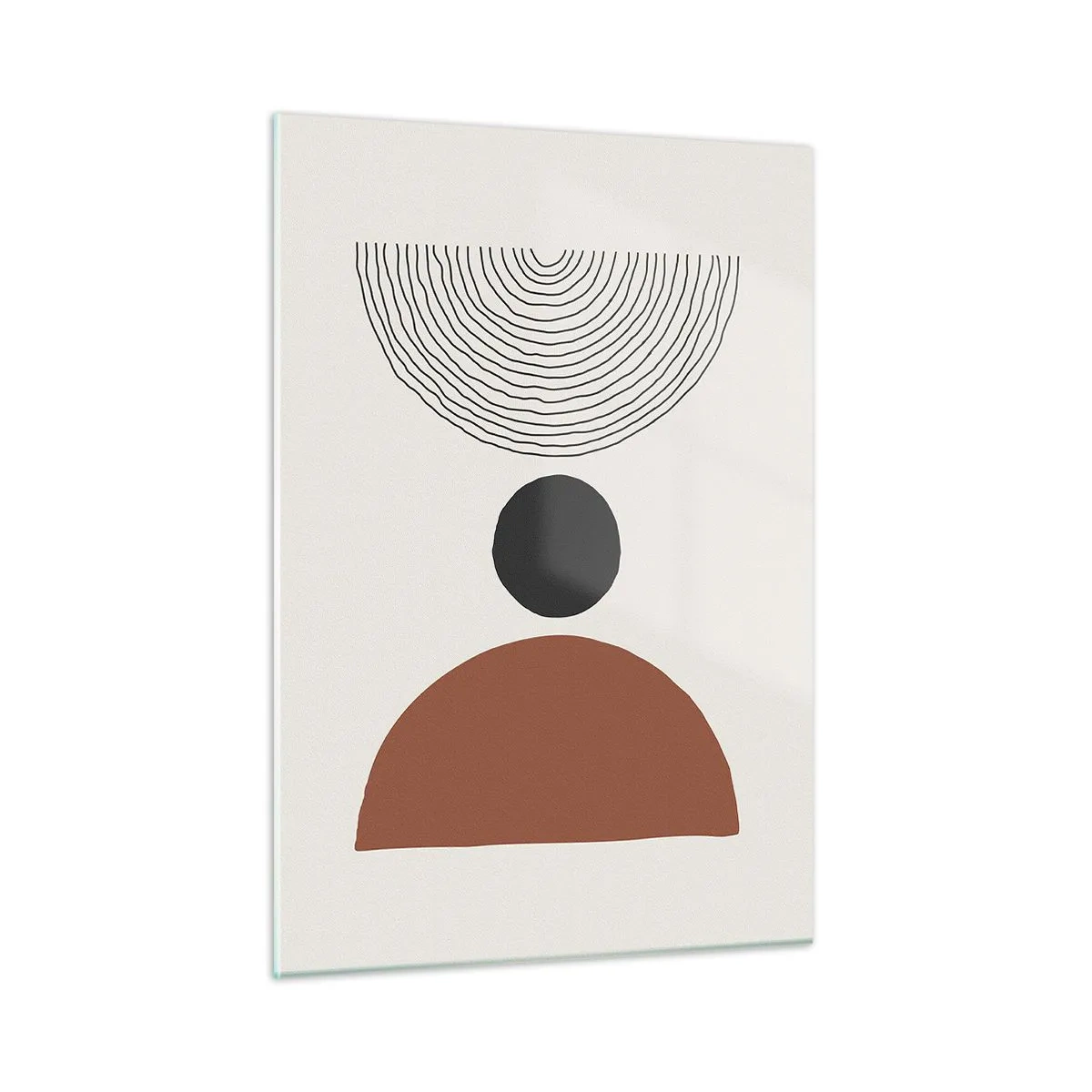 Quadro su vetro - Forme geometriche astratte su uno sfondo chiaro - 50x70cm - Al centro dell'attenzione - Decorazione murale moderna per soggiorno e camera da letto ARTTOR