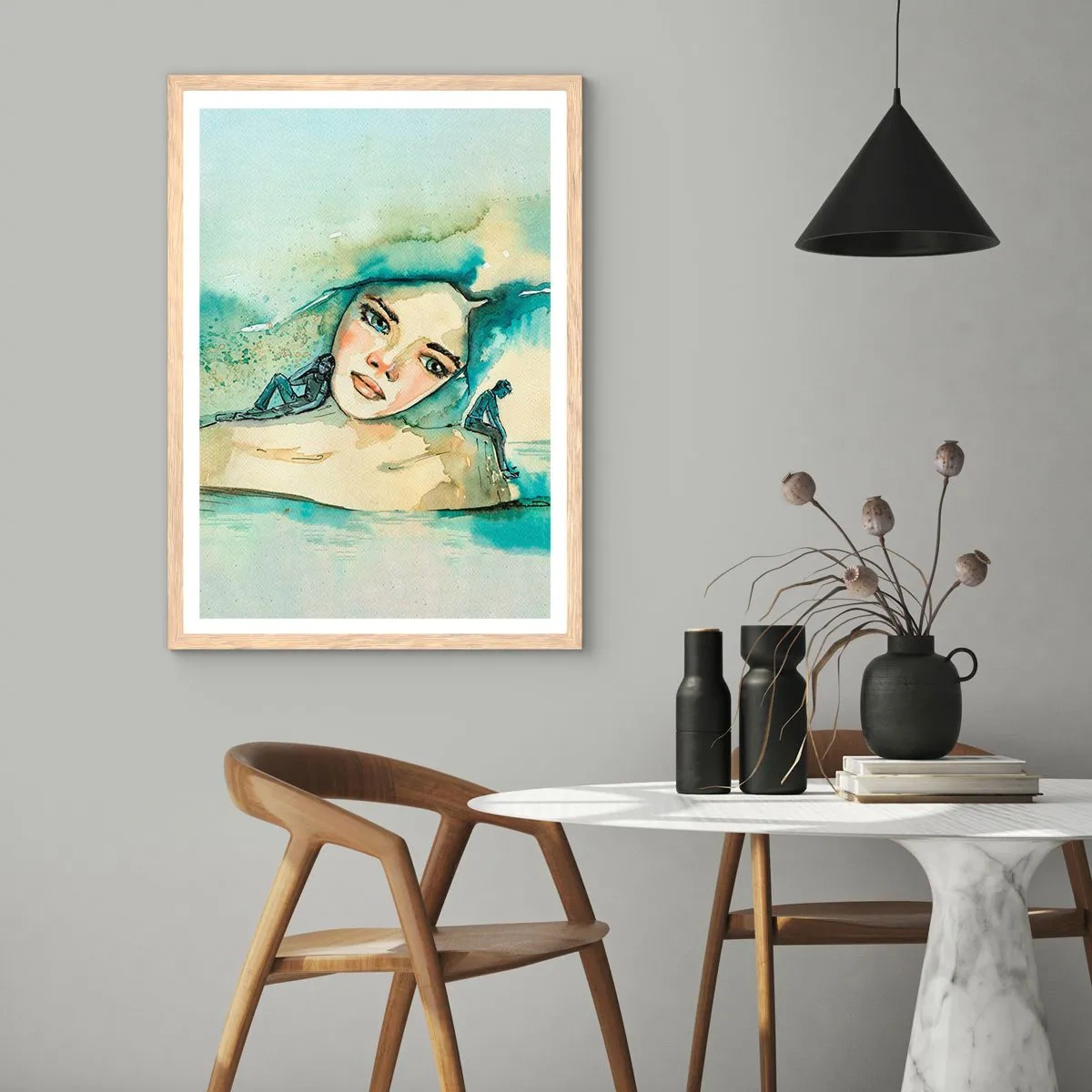 Poster in cornice rovere chiaro - Am I blue? - 61x91 cm