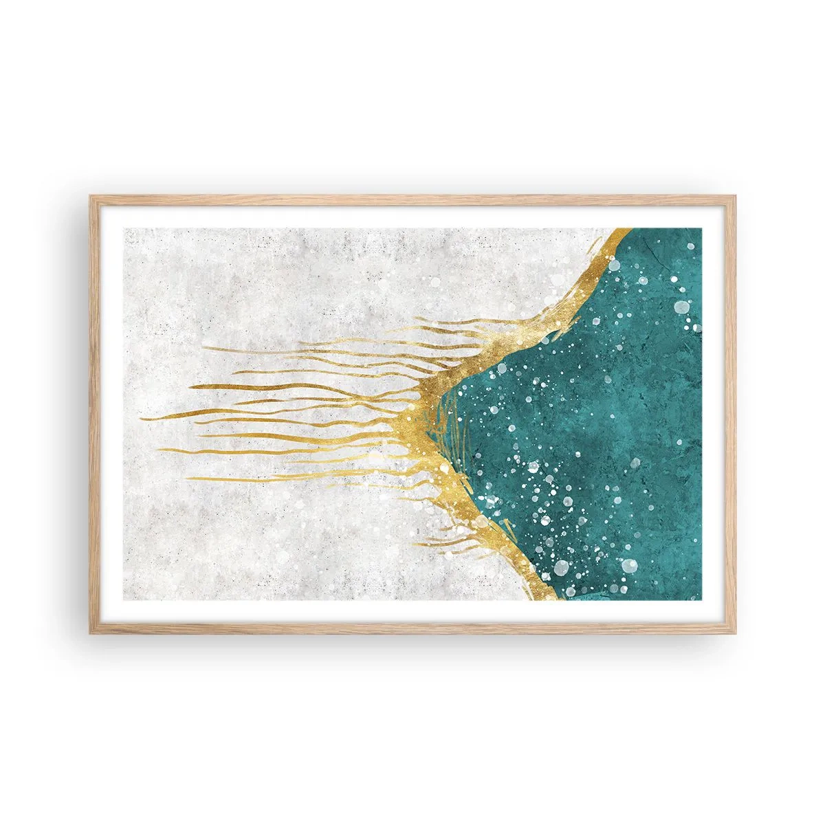Poster in cornice rovere chiaro - Flusso dorato - 91x61 cm