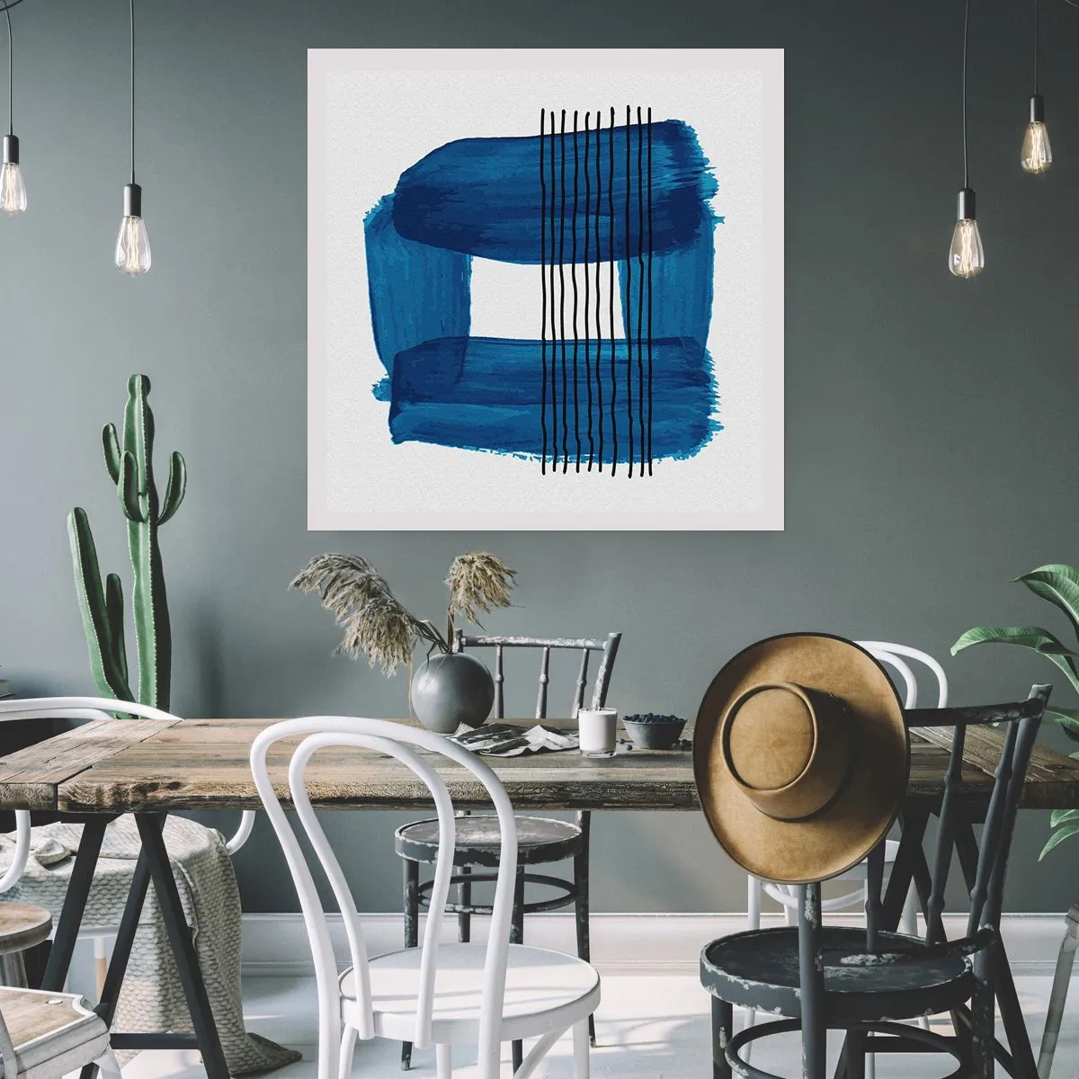 Poster - Composizione blu e nera - 60x60 cm