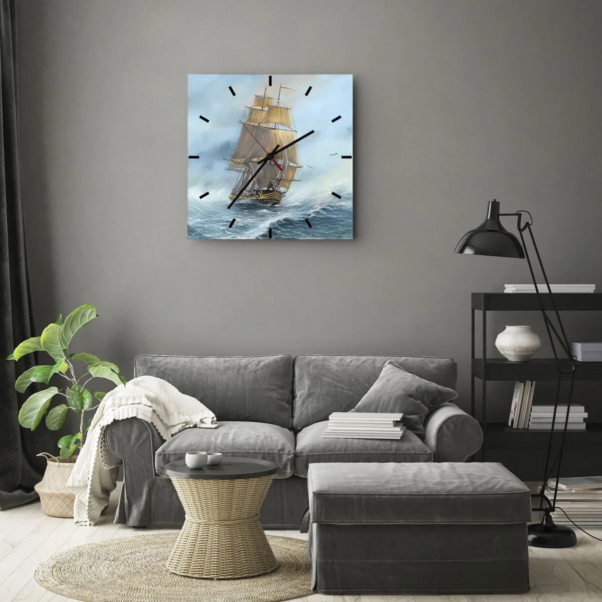 Orologio da parete - Orologio in Vetro - Frangendo i flutti - 30x30 cm