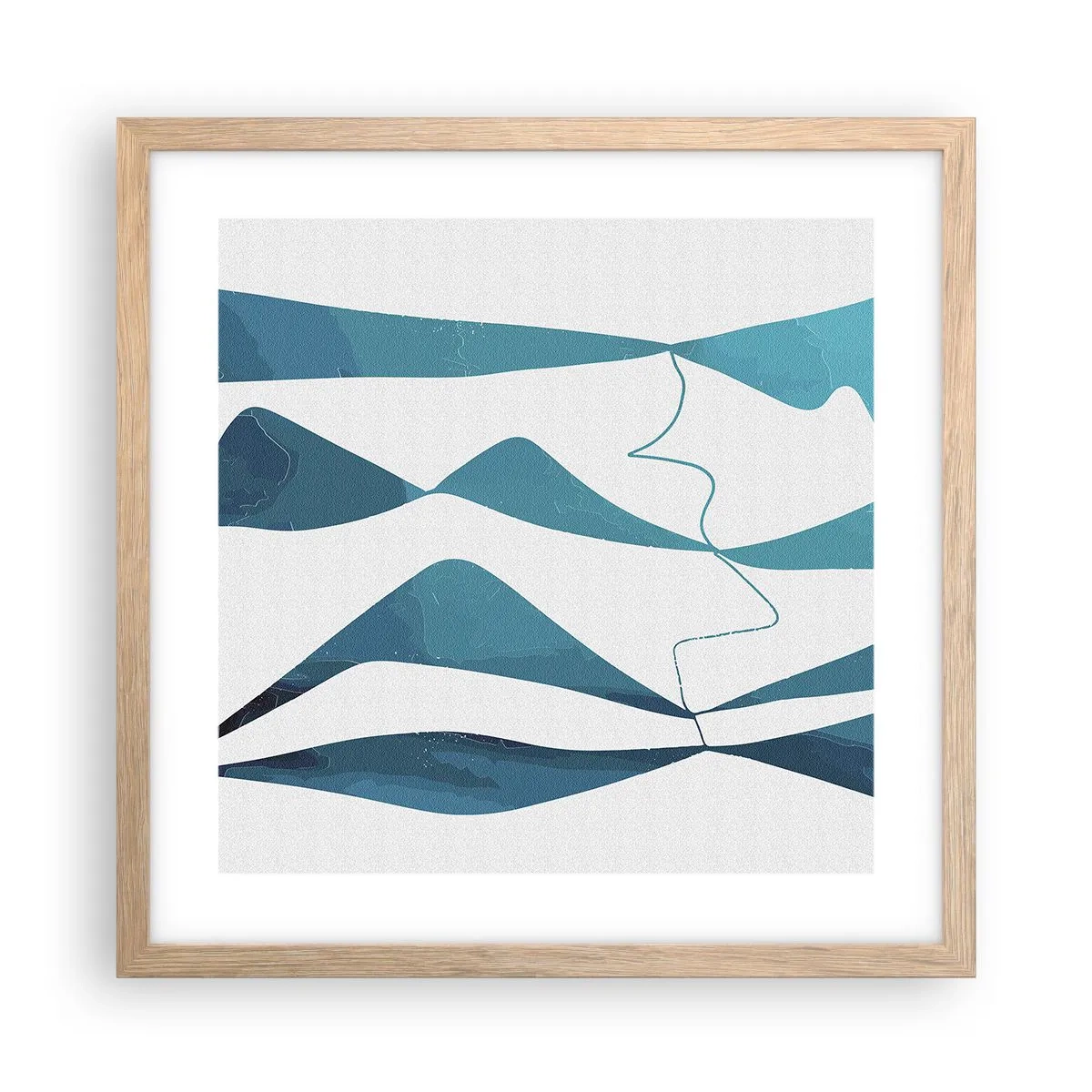 Poster in cornice rovere chiaro - Astrazione: legame turchese - 40x40 cm